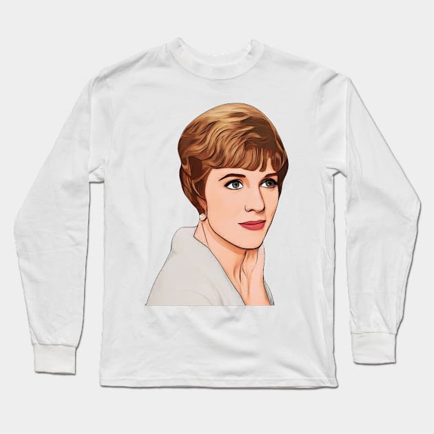 Julie Andrews Cartoon Long Sleeve T-Shirt by baranskini